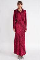 Leopard-Mor Beli lastikli uzun etek 81339