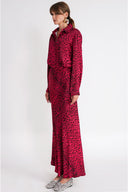Leopard-Mor Beli lastikli uzun etek 81339