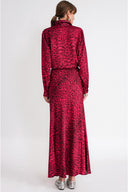 Leopard-Mor Beli lastikli uzun etek 81339