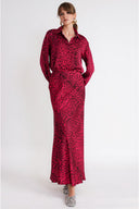 Leopard-Mor Beli lastikli uzun etek 81339