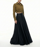 Siyah Pili detaylı yüksek bel etek 81340