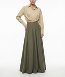 Haki Pili detaylı yüksek bel etek 81340