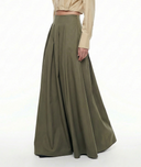 Haki Pili detaylı yüksek bel etek 81340