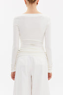 Ekru Kayık yaka örme bluz 18509