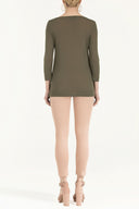 Haki Desen örgülü truvakar kol triko bluz 28442