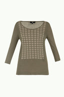 Haki Desen örgülü truvakar kol triko bluz 28442