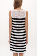 Siyah Baskılı kolsuz triko elbise 28474