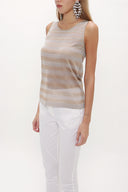 Bej Taşlı kolsuz triko bluz 28484