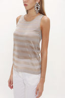 Bej Taşlı kolsuz triko bluz 28484