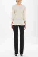 Ekru Beli taşlı triko bluz 28487