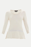 Ekru Beli taşlı triko bluz 28487