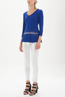 Saks Beli taşlı triko bluz 28487