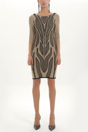 Taş Siyah Jakarlı triko elbise 28561