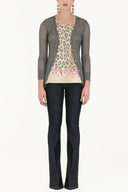 Gri Delikli örgü triko hırka 28645