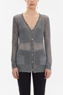 Siyah Beyaz Delikli örgü triko hırka 28645