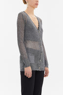 Siyah Beyaz Delikli örgü triko hırka 28645