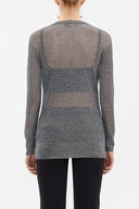 Siyah Beyaz Delikli örgü triko hırka 28645