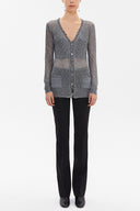 Siyah Beyaz Delikli örgü triko hırka 28645