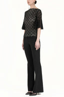 Siyah Kolları valonlu dantel bluz 19159