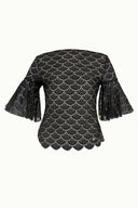 Siyah Kolları valonlu dantel bluz 19159