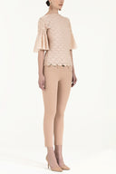 Pembe Kolları valonlu dantel bluz 19159