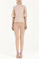 Pembe Kolları valonlu dantel bluz 19159