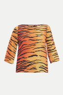 Kırmızı Desenli kayık yaka bluz 19181