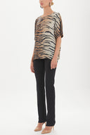 Siyah Desenli bol kesim bluz 19192