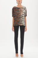 Siyah Desenli bol kesim bluz 19192