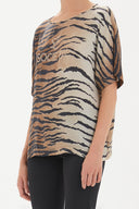 Siyah Desenli bol kesim bluz 19192