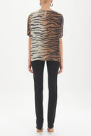 Siyah Desenli bol kesim bluz 19192