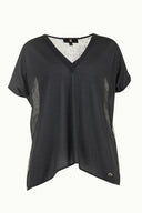 Antrasit Sırtı dantelli bluz 19303