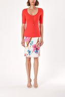 Kırmızı DÜĞME DETAYLI ÖRME BLUZ  19323