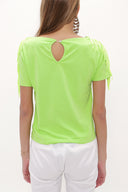 Yeşil Omuzları püsküllü örme bluz 19324