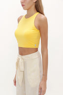 Sarı Kolsuz örme bluz 19470