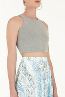 Gri Kolsuz örme bluz 19470