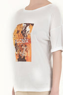 Beyaz Baskılı basic tshirt 19560
