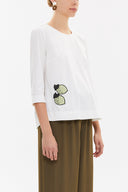 Beyaz Fermuarlı poplin bluz 19603