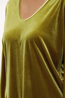 Zeytin Yeşili V yaka kadife bluz 19654