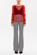 Kırmızı Kolları büzgülü tül bluz 19657