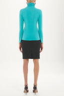 Yeşil Balıkçı yaka örme bluz 19665