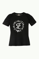 Siyah Baskılı basic pamuk tshirt 19677
