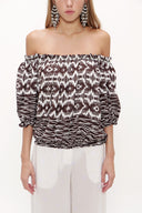 Kahve Lastikli mini bluz 19693