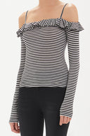 Siyah Volanlı örme bluz 19708