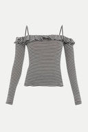 Siyah Volanlı örme bluz 19708