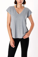 Gri V Yaka Basic Tshirt  19713