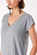 Gri V Yaka Basic Tshirt  19713