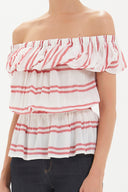 Kırmızı Düşük omuz büzgülü bluz 19714