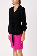 Siyah Bağcık detaylı V yaba tunik 19717