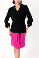 Siyah Bağcık detaylı V yaba tunik 19717